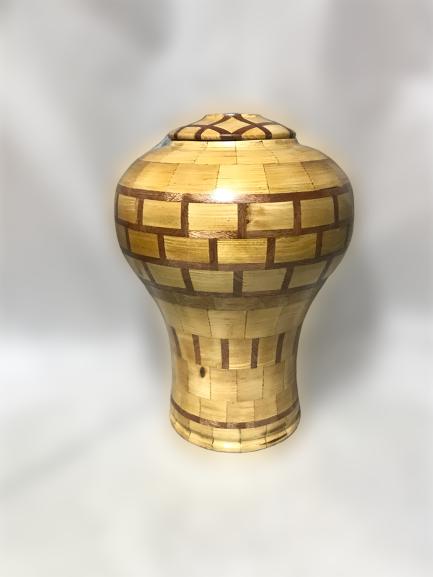 Textured Brick Pattern Tomb Wooden Urn Vase